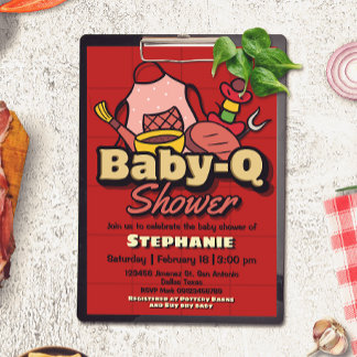 Baby-Q Shower - Barbeque BBQ Grill Baby Shower Einladung