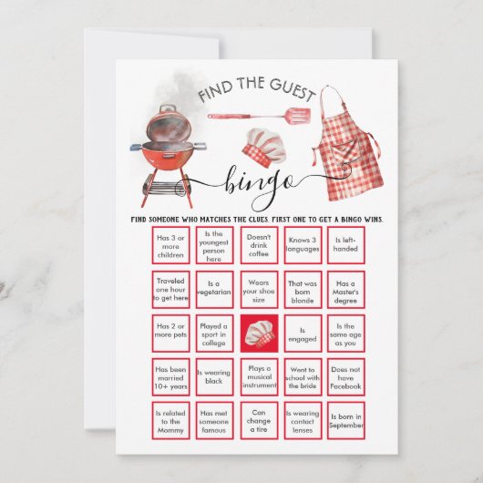 Baby-Q Shower Find the Guest BINGO Einladung (Vorderseite)