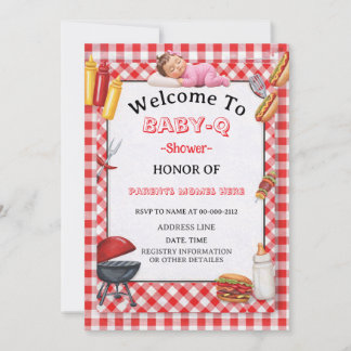 Baby-Q Shower Invitation & BBQ Couples Shower Einladung