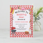 Baby-Q Shower Invitation & BBQ Couples Shower Einladung (Stehend Vorderseite)