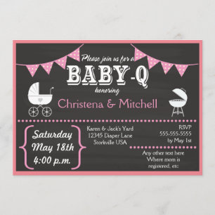 Baby-q Tafel-Babyparty-Einladungen (Rosa) Einladung