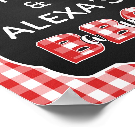 Baby Q Welcome Sign (8x10) - Red Baby Q Poster (Ecke)