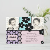 Baby Quilt und Blume Einladung (Stehend Vorderseite)