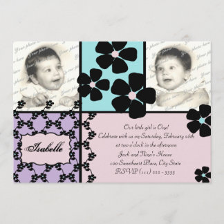 Baby Quilt und Blume Einladung