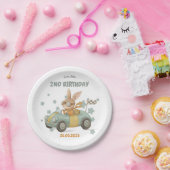 Baby Rabbit Race Cars 2. Geburtstag Pappteller (Party)