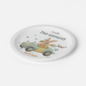 Baby Rabbit Race Cars 2. Geburtstag Pappteller (Schrägansicht)