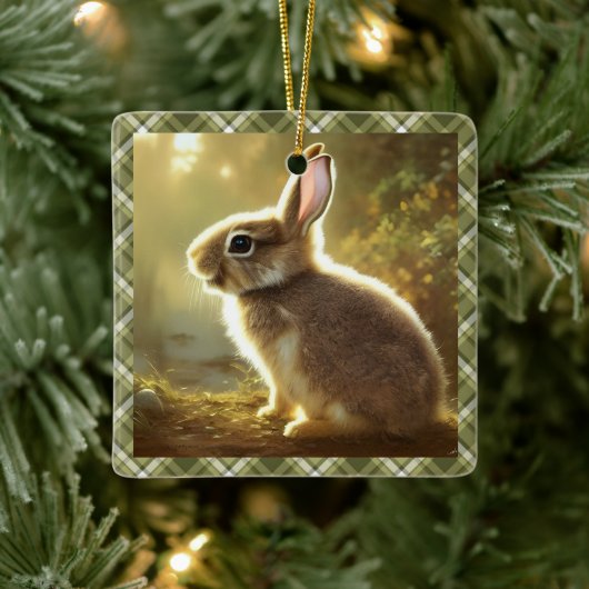 Baby Rabbit Wildlife Portrait Personalisiert Keramikornament (Baum)
