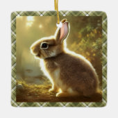 Baby Rabbit Wildlife Portrait Personalisiert Keramikornament (Vorderseite)