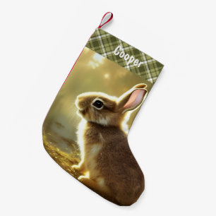 Baby Rabbit Wildlife Portrait Personalisiert Kleiner Weihnachtsstrumpf