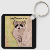 Baby Raccoon in einem Baum Schlüsselanhänger (Rückseite)