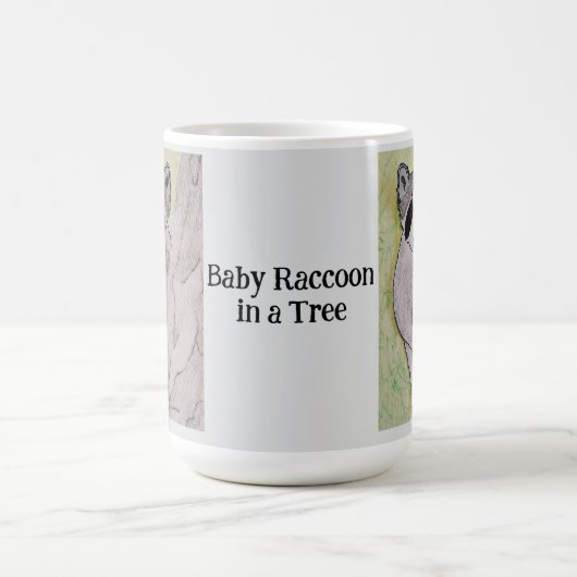 Baby Raccoon in einem Baumhellgrau Kaffeetasse (Mittel)