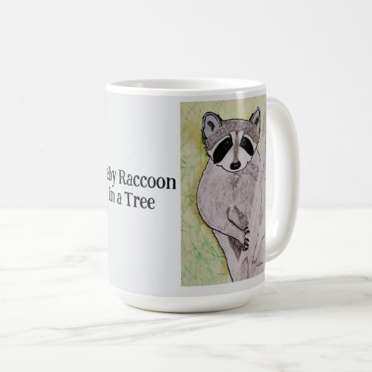 Baby Raccoon in einem Baumhellgrau Kaffeetasse (VorderseiteRechts)