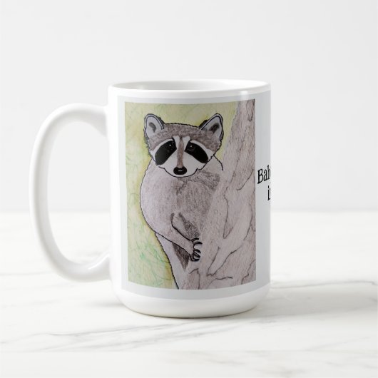 Baby Raccoon in einem Baumhellgrau Kaffeetasse (Links)