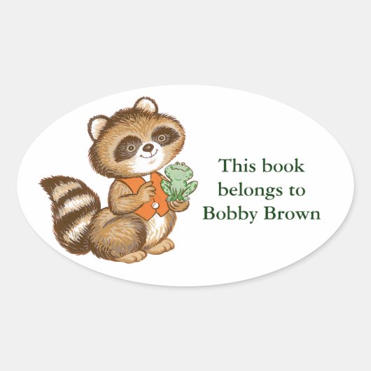 Baby Raccoon in Orange Vest mit bester Friend Fros Ovaler Aufkleber (Vorderseite)