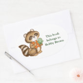 Baby Raccoon in Orange Vest mit bester Friend Fros Ovaler Aufkleber (Umschlag)