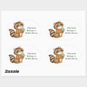 Baby Raccoon in Orange Vest mit bester Friend Fros Ovaler Aufkleber (Blatt)