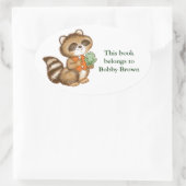 Baby Raccoon in Orange Vest mit bester Friend Fros Ovaler Aufkleber (Tasche)