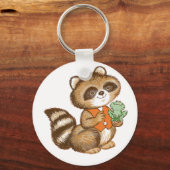 Baby Raccoon in Orange Vest mit bester Friend Fros Schlüsselanhänger (Vorderseite)