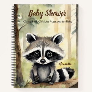 Baby Raccoon Neutral Baby Shower Gästeliste Notizblock