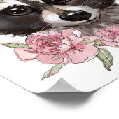 Baby Raccoon Rose Animal Poster | Wall Print (Ecke)