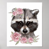 Baby Raccoon Rose Animal Poster | Wall Print (Vorne)