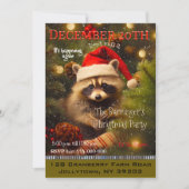 Baby Raccoon Santa's Weihnachtsfeiertag Party Einladung (Vorderseite)