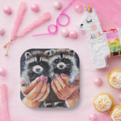 Baby Raccoons in Handpapier-Tellern Pappteller (Party)
