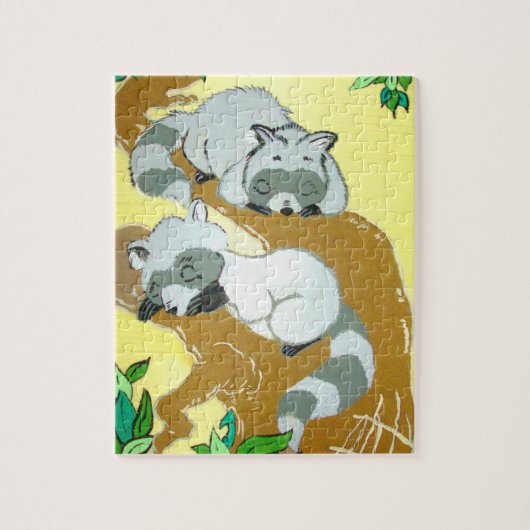 Baby Raccoons Schlafpuzzle Puzzle (Vertikal)