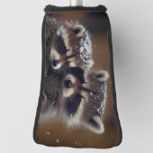 Baby-Raccoons stürzen sich im sinkenden Schnee Golf Headcover (Rotieren 90)