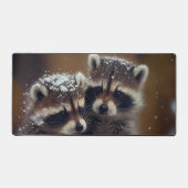Baby-Raccoons stürzen sich im sinkenden Schnee Schreibtischunterlage (Vorderseite)