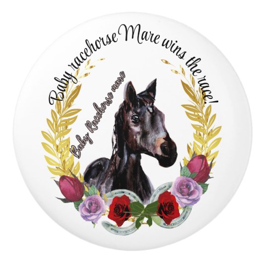 BABY RACEHORSE MARE Keramik Pull Keramikknauf (Vorderseite)