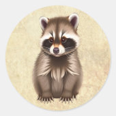 Baby Racoon Woodland Animal Runder Aufkleber (Vorderseite)