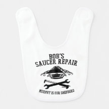 Baby-Rad mit Saucer-Repair-Logo des schwarzen Bobs
