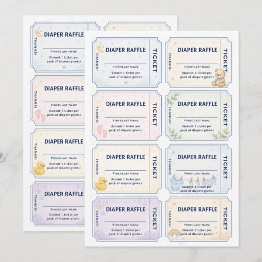 Baby-Raffle-Windel-Einladung Einladung (Vorne/Hinten)