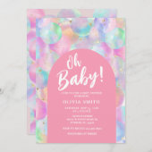 Baby Rainbow Balloons Pink Arch Baby Dusche Einladung (Vorne/Hinten)