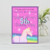 Baby Rainbow Unicorn Birthday (Regenbogen) Einladung (Stehend Vorderseite)