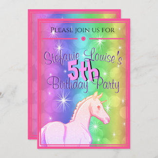 Baby Rainbow Unicorn Geburtstag (Regenbogenblasen) Einladung