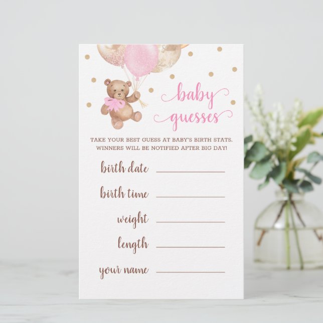 Baby rät Game Baby Dusche Teddy Bear (Stehend Vorderseite)