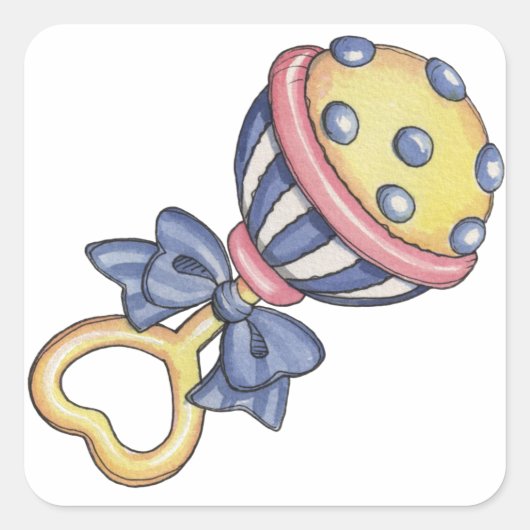 Baby Rattle Quadratischer Aufkleber (Vorderseite)