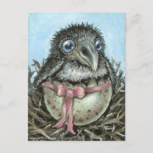 Baby Raven Postkarte (Vorderseite)