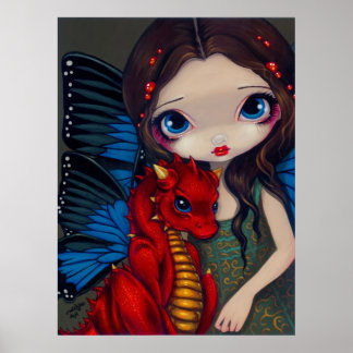 Baby Red Dragon Dragonling Fee Print Poster