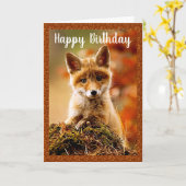 Baby Red Fox Happy Birthday Grußkarte Karte (Gelbe Blume)
