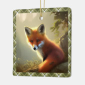 Baby Red Fox Wildlife Portrait Personalisiert Keramikornament (Links)