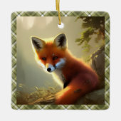 Baby Red Fox Wildlife Portrait Personalisiert Keramikornament (Vorderseite)