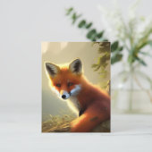Baby Red Fox Wildlife Portrait Postkarte (Stehend Vorderseite)