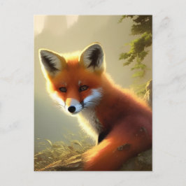 Baby Red Fox Wildlife Portrait Postkarte