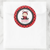 Baby Red Ladybug First Birthday Baby Shower Runder Aufkleber (Tasche)