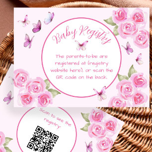 Baby-Registry-Einschlusskarte mit rosa Schmetterli Begleitkarte