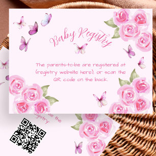 Baby-Registry-Einschlusskarte mit rosa Schmetterli Begleitkarte