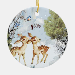 Baby-Reh-Hirsch-Weihnachtsbaumanhänger Keramik Ornament
